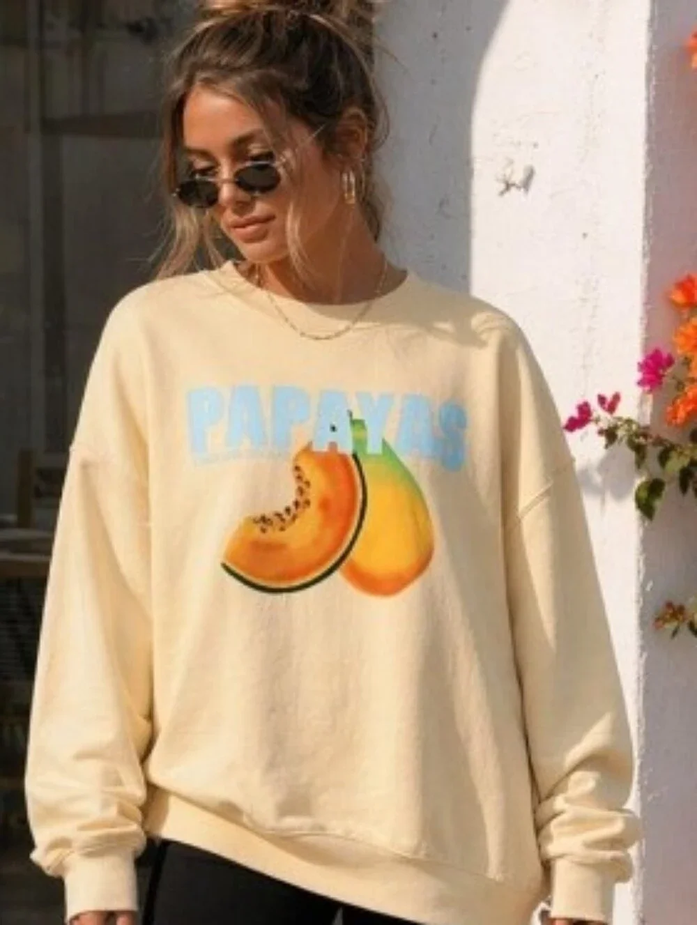 Wild Fable Womens Y2k Papaya Graphic Oversized Sweatshirt Yellow Size XL - Picture 8 of 17